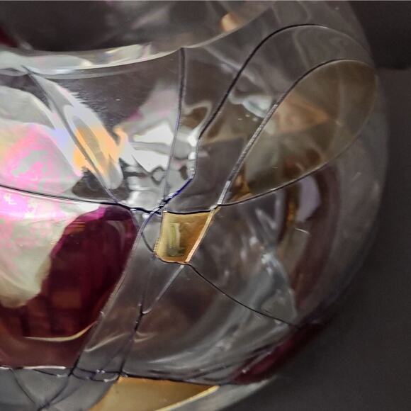 Luminescence Hand Blown Bowl Vase Romania Lead Free Glass Crystal Mosaic Art - Picture 7 of 15